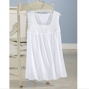 Northstyle Plus Size Crochet Trim Sleeveless White Top